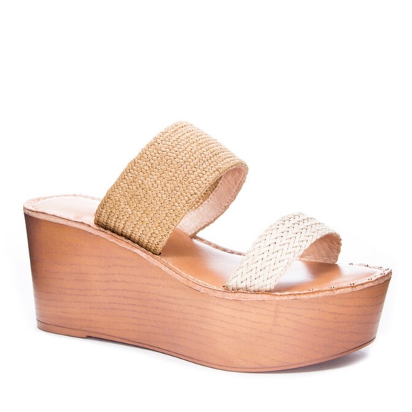 Chinese Laundry Shoes - Chinese Laundry Wind Wedges - tan and cream